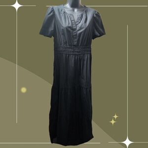 ✨ Quince Tiered Organic Cotton Maxi Dress In Black Size M